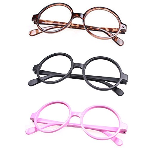 Set of 3 FancyG® Retro Geek Nerd Style Round Shape Glass Frame NO LENSES SET86