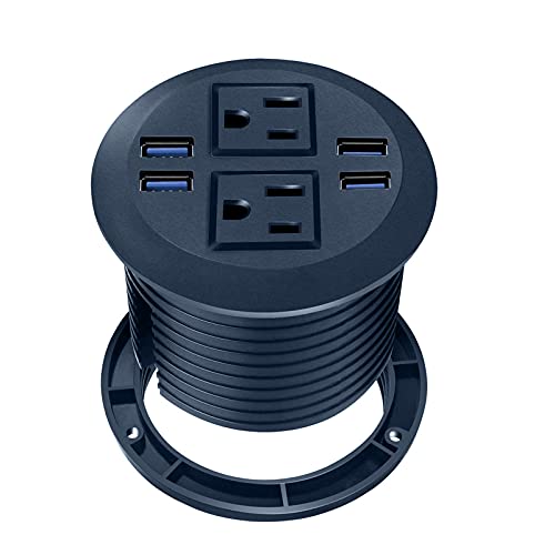 Desktop Power Grommet with USB,Recessed Power Socket with 2 AC Outlets