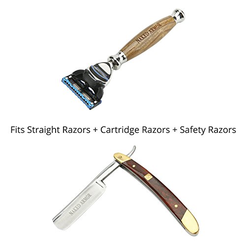 Razor Travel Shave Case - Fits Standard Disposable, Straight Edge Razor, Safety Razor + Shaving Brush ~ Keep Blade and Brush Clean, Great Storage, Elegant Case Fits Perfect In Suitcase While Traveling