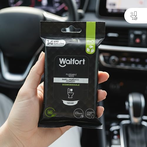 Walfort | Combo Papel Higiénico Húmedo. Caja con 4 paquetes de 14 pzs c/u y 4 paquetes de 50 pzs c/u
