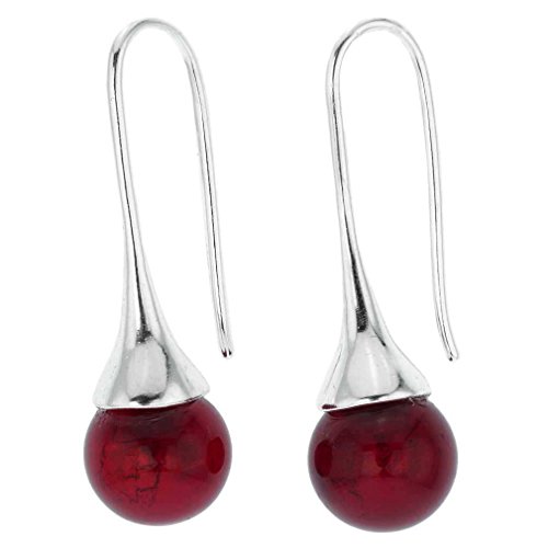 Italian Blue and Goldtone Murano Glass Drop Earrings in 18kt Gold Over