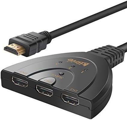 HDMI Switch, Kiirie Premium Quality 3 Port HDMI Switcher with Pigtail Cable Supports 3D, 1080P, HD Audio