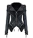 Lath.pin® Womens Studded Punk Jeans Jacket Demin Tuxedo Coat Moto Blazer Jacket