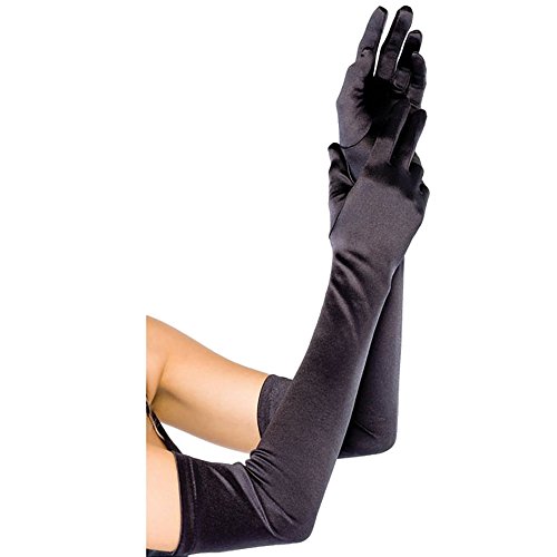 CHIC DIARY Long Satin Stretch Gloves Above Elbow Bridal Prom Wedding Formal Party Gloves (Black)