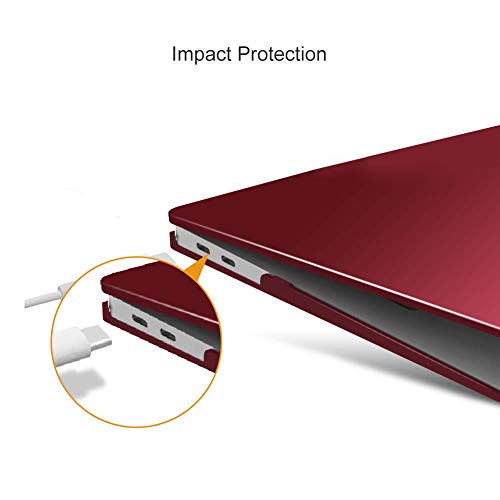 New MacBook Air 13 Inch Case A1932 2018 Release, Skyera Laptop Case Smooth Matte Frosted Hard Shell Cover for Apple MacBook Air 13 Inch with Retina Display fits Touch ID with Keyboard Cover (Wine Red)