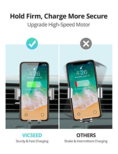 VICSEED Wireless Car Charger,10W Fast Charging, Wireless Charging Car Mount, Auto-Clamping Dashboard & Vent Phone Holder Compatible with iPhone Xs Max XR X 8 Plus, Samsung Galaxy S10+ S10 S9 Note 9