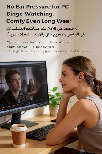 SOUNDPEATS Clip1 Open Ear Earbuds, Premium Dolby Audio & Hi-Res Clip on Headphones, Bluetooth 5.4 Wireless Earphones with AI ENC Noise Cancellation, LDAC, 40H Playtime, IPX5, Fast Charging
