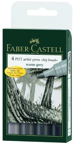 Faber-castell pitt artist big brush pen 4 count warm grey set (4005401671183)