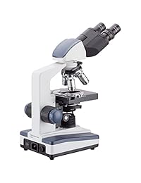 AmScope B120C Siedentopf microscopio binocular compuesto, aumento de 40X 2000X, iluminación LED, condensador Abbe, plataforma mecánica de doble capa.