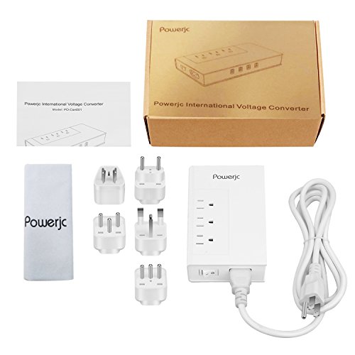 Travel Voltage Converter Adapter 1875W Step Down 220V to 110V with 4 Smart USB Charging Ports Inner Cooling Design without Any Noise,Powerjc White - Thumbnail 3