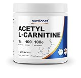 Nutricost Acetyl L-Carnitine (ALCAR) 100 GMS - 1000mg Per Serving - High Quality Acetyl L-Carnitine Powder