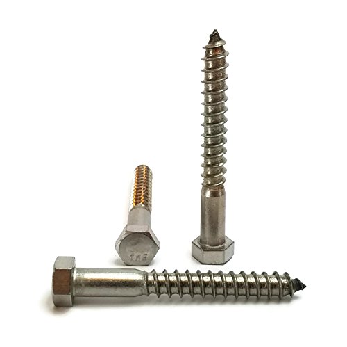 Stainless 3/8 x 3" Hex Lag Screw (1" To 5" Lengths Available in Listing), 18-8 Stainless Steel, 25 pieces (3/8 x 3")