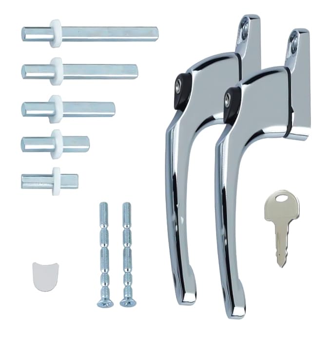 FixRello PVC Window Handles for uPVC Windows - Handle for uPVC Windows and Double Glazing (2, Chrome) — image 1