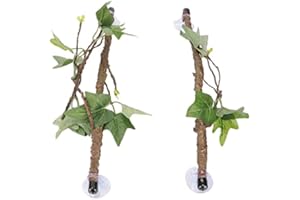 Reptile Corner Branch, Climbing Terrarium Plant Decoration Terrarium Plant Ornament with Suction Cup for Snake Lizard Bearded