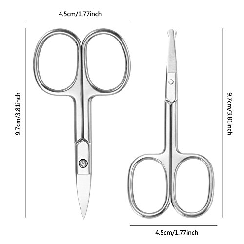 Nose Hair Scissors Beard Eyebrow Trimmer Mustache Scissors Stainless Steel Set with Storage Box