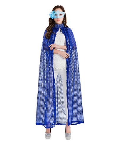 Mily Women's Full Length Colored Sequins Bling Cape Costume Cloaks Goddess Essentials
