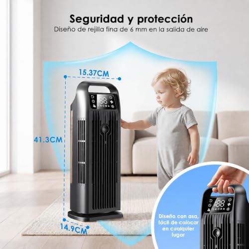 Portable Tubeless Air Conditioner, 6 in 1 Mini Air Conditioner Without Installation, Silent Tower Fan with Control, 120° Oscillation, 1.2L Reservoir, 12H Timer, Low Consumption, Matte Black