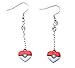 Pokemon Women's Pokemon Poke Ball Heart Shape Dangle Earrings Stainless Steel