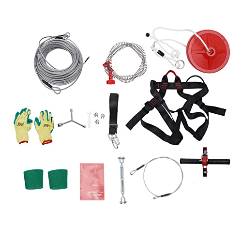160FT Zipline for Backyard Kids and Adults with Ratchet Straps