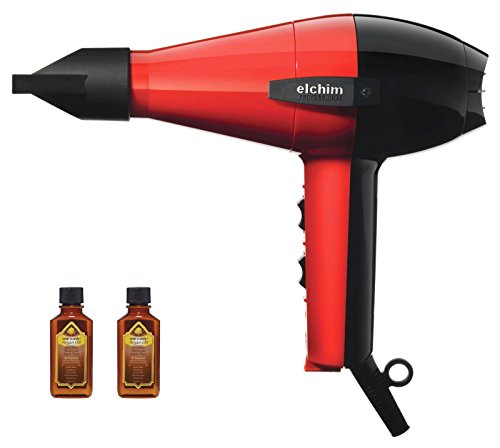 Elchim Classic Professional 2001 Dryer - Red & Black (Dryer includes 4oz of Argan Oil Hair Treatment)