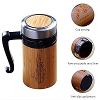 XUYRENP New 350ml Bamboo Insulated Mug Stainless Steel Thermal Cup Purple Cup Portable Non-Slip Office Thermos Cup Coffee Tea Milk Mugs (Size : One size)