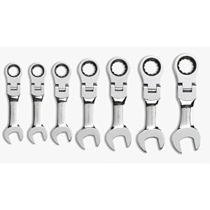 GEARWRENCH-7-Pc-12-Pt-Stubby-Flex-Head-Ratcheting-Combination-Wrench-Set-SAE-9570