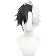 SisiruKou Anime Half Black Half White Unisex short Wig Halloween Cosplay Costume Wig