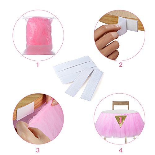 Takefuns Tulle Table Skirt 1st Birthday Pink Gold Tutu For