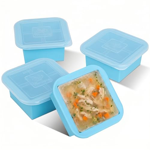 Silicone Freezer Tray with Lid 4 Pack