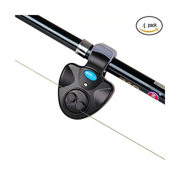 4-pack-Electronic-Fish-Finder-Bite-Alarm-LED-Light-Alert-Bell-Clip-on-Fishing-Rod-Black