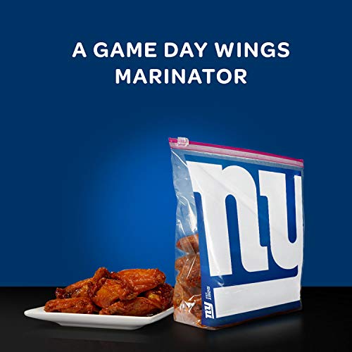 ZIPLOC SLIDER STORAGE GALLON BAG, GREAT FOR GRAB-AND-GO SNACKING, TAILGATING OR HOMEGATING, 20 COUNT- NFL NEW YORK GIANTS