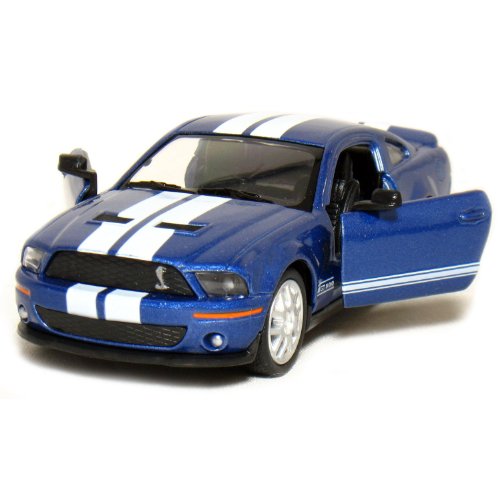 5 2007 Ford Shelby GT500 with Stripes 1:38 Scale (Blue) by Kinsmart