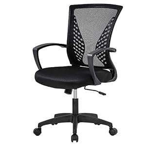Home Office Chair Mid Back PC Swivel Lumbar Support Adjustable Desk Task Computer Ergonomic Comfortable Mesh Chair with…
