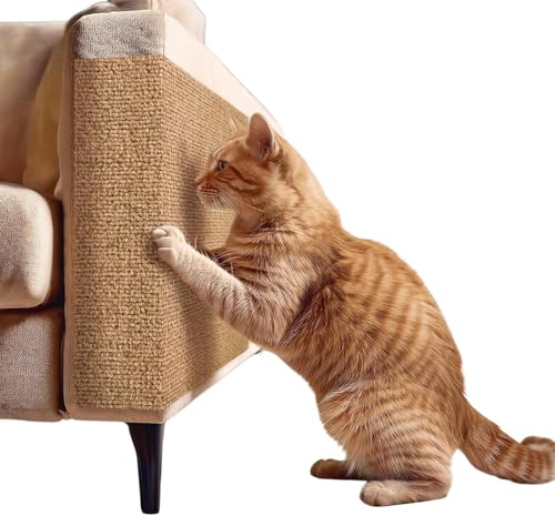 Tapete Arranhador Autoadesivo Premium para Gatos 60x100cm Carpete Resistente Cortável Protetor de Sofá Parede Cama Evita Arranhões Fácil de Aplicar (Bege)