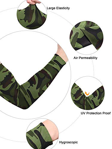 Mudder 8 Pairs Unisex UV Protection Arm Cooling Sleeves Ice Silk Arm Cover(Army Green Camouflage)