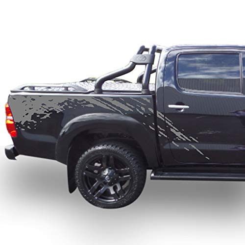 Bubbles Designs Decal Sticker Graphic Bed Splash Mud Kit Compatible with Toyota Hilux 2004-2017 (Silver)