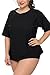 Anwell Womens Plus Size Short Sleeve Rash Guard Top Loose Fit Surfing Swim Shirt