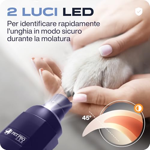 PETPROVED Electric Dog Nail File for Dogs / Dogs / Nail Clippers / Nail Files / Silent Dog Nail Cutters / Large Size / Medium / Small with 2 LED Lights / Nail Cutters / Dogs / Cats
