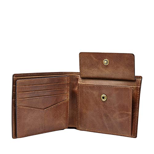 Fossil Men's Derrick Leather RFIDBlocking Bifold with Coin Pocket