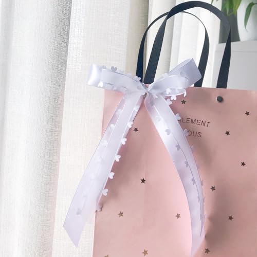 FGen 50 Pieces Car Wedding Bows, White Bow Decoration, Car Decoration, Wedding Aerial Bows, Handmade Satin Ribbon, for Car Decoration, Wedding, Christmas, Party