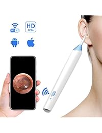 Otoscopio MoKo WiFi para oído, herramienta de limpieza de cera en el oído de cámara de inspección de oído de endoscopio digital HD 720P inalámbrico con 6 luces LED para Android Smartphone, tableta y iOS iPad, iPhone Xs   XS Max   XR   Blanco y azul
