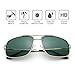 Polarized Sunglasses for Men by LotFancy, Rectangular Gold Metal Frame, Green Lens, UV Protection