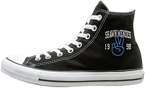 Candyy Shawn Mendes Comfortable Unisex Flat Canvas High Top Sneaker 38 Black