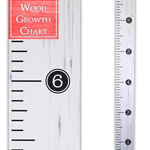Back40Life Wooden Kids Growth Chart Ruler for Boys and Girls (Distressed Typewriter) (Weathered White) - Thumbnail 4