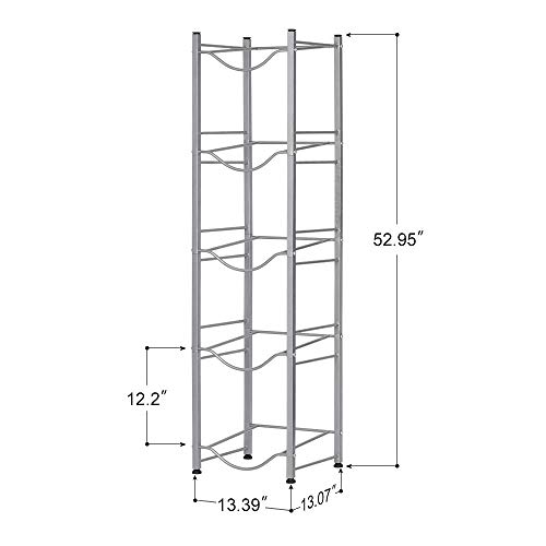 5-Tier Water Bottle Holder Cooler Jug Rack, 5 Gallon Water Bottle Storage Rack Detachable Heavy Duty Chrome Water Bottle Cabby Rack Caddy Carrier with Holder(Ship from US)