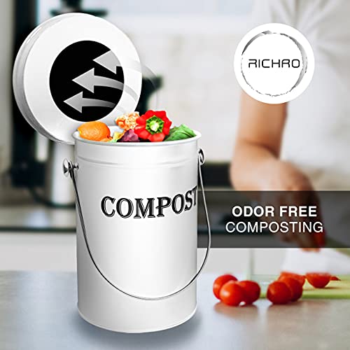 Compost Bin Kitchen 1.8 Gallon Smell Free Charcoal Filter Countertop