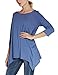 Women's Plus Size 3/4 Sleeve Tunic Tops For Leggings Loose Pocket Shirt (XXL, Blue)