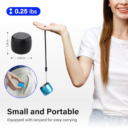 KJLAND 2 Pack Small Portable Bluetooth Speakers Wireless with Loud Stereo Sound, Multi-Functional Mini Bluetooth Speaker Rechargeable for Travel Home Office Outdoor Hiking(Black&Blue)