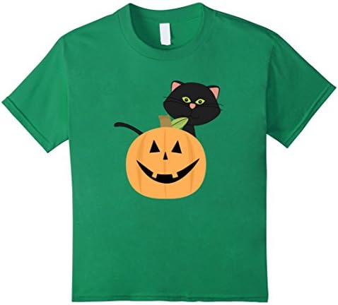 Kids Halloween Jack-O'-Lantern T-Shirt with Boo the Kitten 6 Kelly Green
