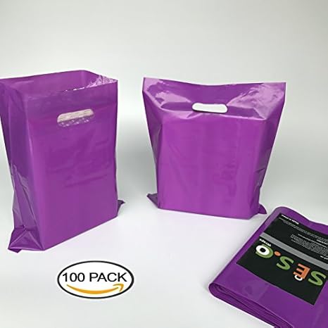 Download SES.CO 12x15 Inches Premium Glossy Purple Plastic Merchandise Bags Die Cut Shopping Bags Retail ...
